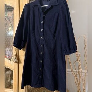 Gap Corduroy Navy Button-Up Dress